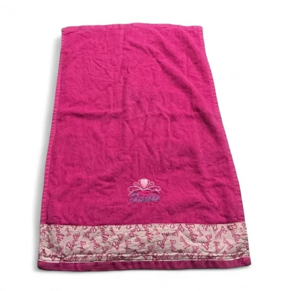 Barbie Pink Hand Towel with Embroidered Logo cute collectible